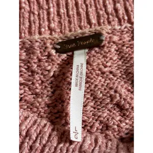 Free People Cable Knit Sweater Large Pink Boho Chunky Pullover thumbnail 3