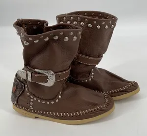 Hector Riccione Made in Italy Leather Studded Buckle Western Boots Brown Size‎ 7 thumbnail 1