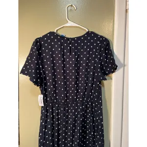 Old Navy Women's Size Medium Crepe Mini Dress Navy Blue White Polka Dots Short thumbnail 7