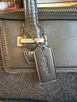 COACH Taylor Bowler Satchel WOOL/LEATHER Black F32818 thumbnail 2