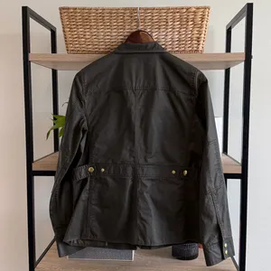 J. Crew Downtown Field Jacket Chore Coat Cotton Waxed Mossy Green Brown, Med thumbnail 6