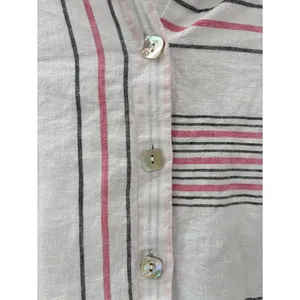 Habitat Button Down Shirt Linen Cotton Striped Tunic Top Womens Small Lagenlook thumbnail 5