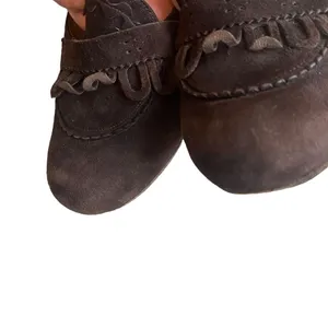 Vintage Chie Mihara Brown Leather Suede Mary Jane Heel Ruffle Trim Size EU 38‎ thumbnail 10