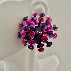 Statement Sputnik Burst Earrings – Pink & Purple Sequins thumbnail 2