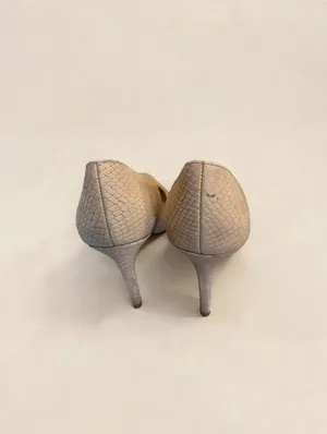 Vince Camuto Women's Nude Snake Embossed Pointed Toe Pumps 6.5 Leather Heels thumbnail 3