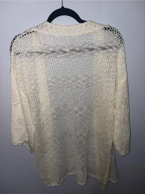 POL Open-Knit Cream Cardigan thumbnail 3