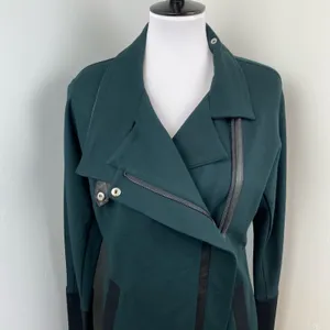 New CABI Dark Green Renaissance Asymmetrical Zip Long Jacket Small 3725 thumbnail 5