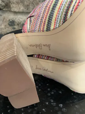 Sam Edelman Yumi Multi Stripe Bow Open Toe Heeled Mules Women's 7.5 M E9919F2900 thumbnail 6