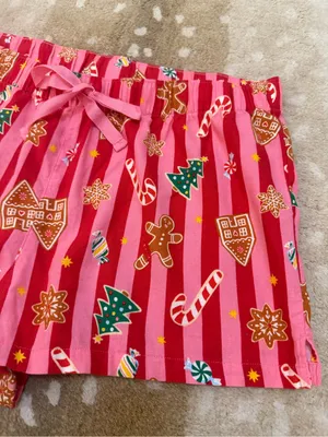 Old Navy Holiday Flannel Boxer Shorts XL Pink Red Christmas Gingerbread thumbnail 5