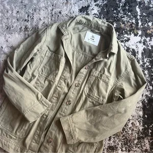 &Denim Army Green Denim Utility Jacket thumbnail 1