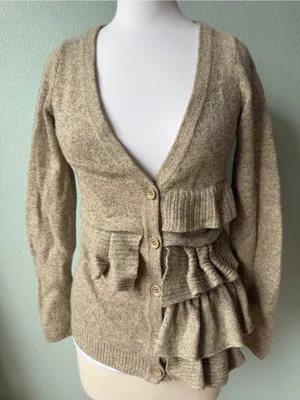 Anthropologie Moth Wool Split Decision Ruffle
Cardi Sweater Size Small thumbnail 2