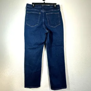 Quince straight dark wash jeans 29 stretch classic 29" inseam mid rise thumbnail 3