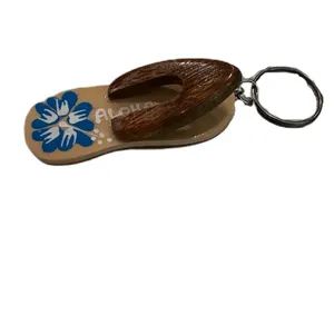 Hawaiian Aloha Flip Flop Key Chain Charm‎ Brown thumbnail 3