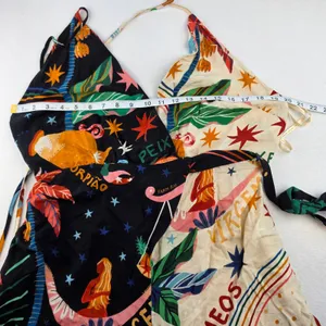 Farm Rio NWT Macacao Patch Zodiac Halter Jumpsuit Multi Color Astrological GG XL thumbnail 9