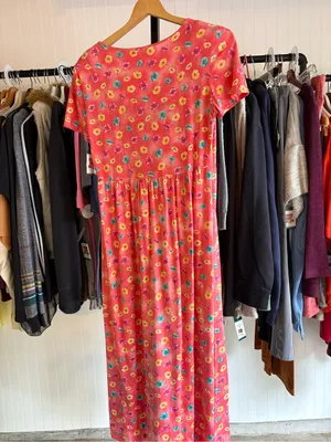 KC SPENCER SMALL ✨ VINTAGE 100% cotton floral maxi dress short sleeve VGUC thumbnail 3