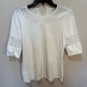 ANNE FONTAINE White Cotton Eyelet Leoncia Top Sz 40 (6-8)‎ thumbnail 7