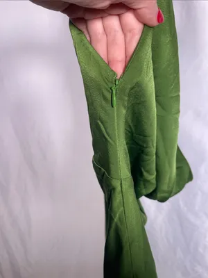 Meshki Womens Green Nadia Satin Dress Large New With Tags Cowl Back thumbnail 4