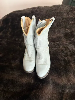 Acme Western Cowboy Leather Boots 5.5 Baby Blue butterfly Rodeo thumbnail 2