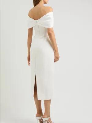 ODD MUSE The Ultimate Muse Bow Midi Dress In White, S thumbnail 6