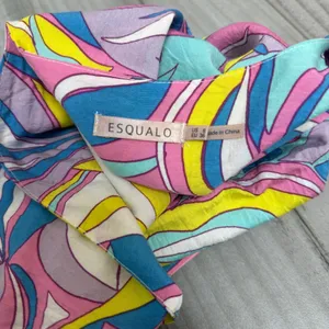 Esqualo Colorful Abstract Print V-Neck Tie-Sleeve Midi Dress Ocean Flower Size 6 thumbnail 4
