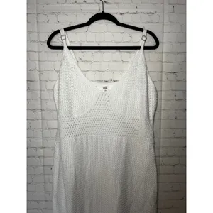 Madden NYC White Pointelle Crochet Knit Midi‎ Dress V-Neck Adjustable Straps XL thumbnail 2