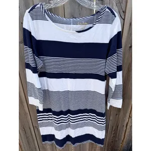 Lilly Pulitzer Marlowe Boatneck T-shirt Dress In True Navy Coconut Stripe Large thumbnail 3