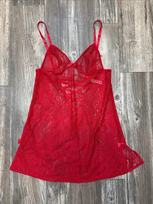 Victoria’s Secret Red Lace Babydoll Chemise Slip | Size Small thumbnail 2