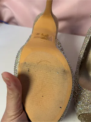 Dream Paris Stuart Weitzman Gold Glitter Open-Toe Slingback Heels thumbnail 5