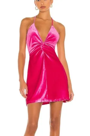 More To Come Revolve Pink Velvet Mini Dress Small thumbnail 1