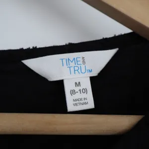 Time and Tru Womens Black Swiss Dot Peplum Top 3/4 Puff Sleeve Size M 8-10 NEW thumbnail 3