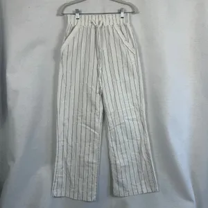 Sienna Sky Womens White Striped Wide Leg Drawstring Pants Medium‎ Boho Vacation Resortwear thumbnail 2