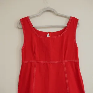 Urban Renewal Large Mini Dress Red Contrast Stitch Sleeveless Retro Mod thumbnail 2