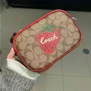 coach Mini Jamie Camera Bag In Signature Canvas With Wild Strawberry ch351 thumbnail 1