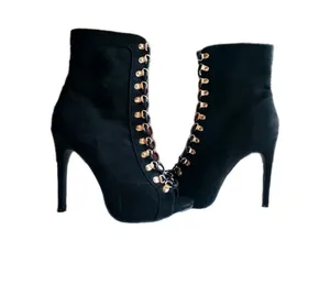 Wild Diva Lounge NWOB Ankle Lace-up Stiletto Peep Toe Bootie Sz8 Goth Punk Rock thumbnail 1