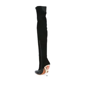 Givenchy Black Leather Suede Over Knee OTK Boots Printed Heel EU 38.5 thumbnail 5