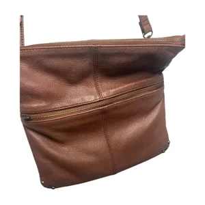 Lucky Brand Crossbody Brown Pebbled Leather Foldover Purse Bag Convertible Hobo thumbnail 10
