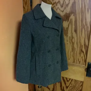 Vtg Y2K American Eagle Peacoat Gray Wool Blend Double Breasted Jacket M thumbnail 15