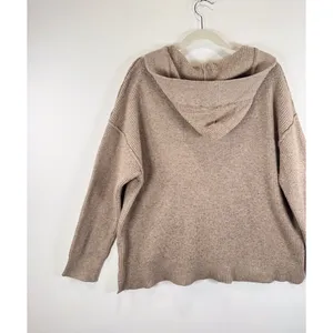 Aerie Womens Sweater Brown CozyUp Waffle Hoodie V Neck Pullover Stretch Large thumbnail 9