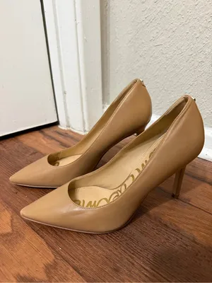 Sam Edelman Tan Nude Pointed-Toe Leather Pumps Heels thumbnail 5