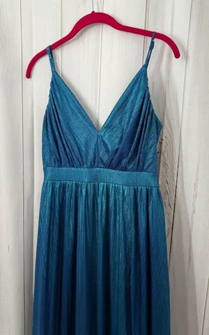 Lulus Women’s Medium Blue Lurex Maxi Dress NWOT thumbnail 1