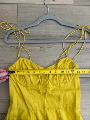 Cleobella Lennon Tie Strap Sleeveless Corset Cotton Mini Dress Golden Yellow S thumbnail 8