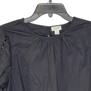 J. Crew Blouse Top Size Small Black‎ With Lace Sleeves Cotton Stretch Blend thumbnail 2