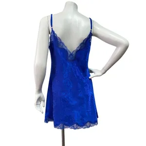 Victoria's Secret Gold Label Women Small Blue Floral Lace Trim Slip Dress thumbnail 5