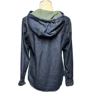 Columbia Cotton Hooded Denim Jacket Blue Medium thumbnail 3