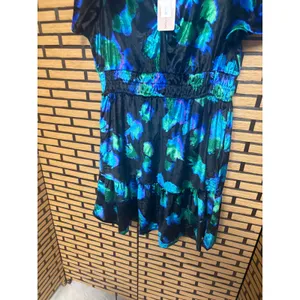 French‎ Connection Blue Velour Dress Size Medium thumbnail 5