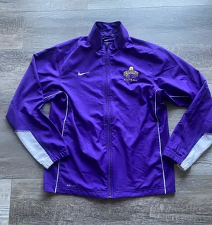 Nike University of Albany Football Windbreaker Jacket Womens Sz Medium Purple thumbnail 1
