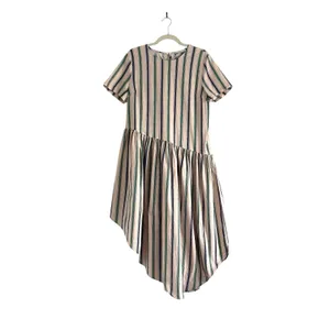 English Factory cotton Striped Asymmetric Midi Dress Sz Medium coastal preppy thumbnail 2