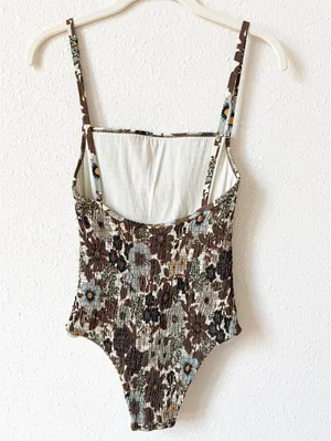 SIR Constantine Ruched One Piece Swimsuit Brown Floral Size 1 or US 2-4 Beach thumbnail 2