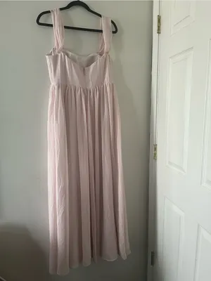 Azazie Blush Pink Chiffon Maxi Dress 10 Wedding Bridesmaid Formal Romantic thumbnail 4