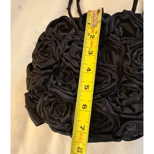 Dolce Vita Black Rosette Satin Purse Beaded Butterfly Applique Floral Y2K Fairy thumbnail 4